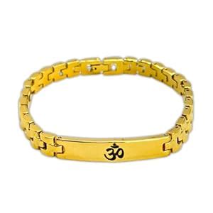 Buy KIMTI Om Gold Plated Metal Bracelet for Men - Stylish Fashion ...