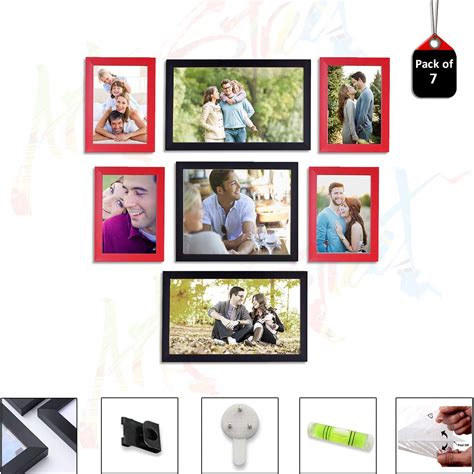 Art Street Set of 7 Individual Red & Black Wall Photo Frames Wall Decor ...
