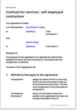 Contract for services | Terms for a self-employed contractor