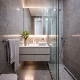 Modern Bathroom Design With Grey Textured Tiles
