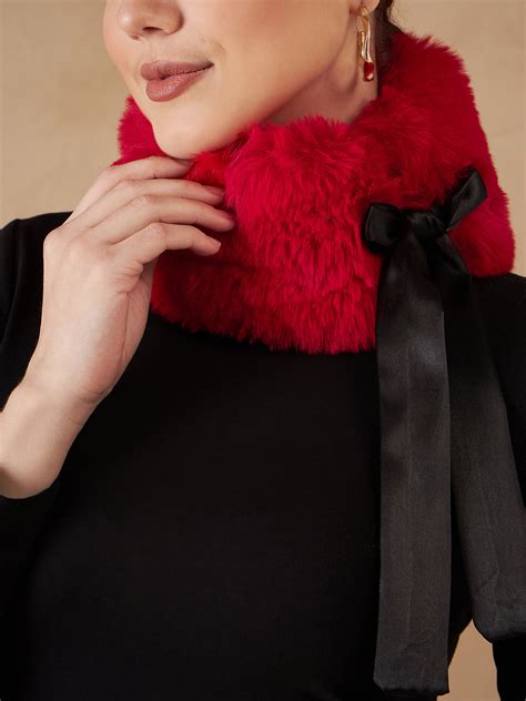 Cherry Red Fur Neckpiece - InWeave