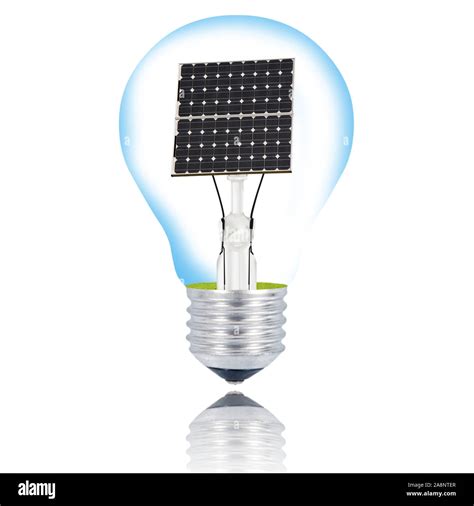 solar panel light bulb on white background Stock Photo - Alamy