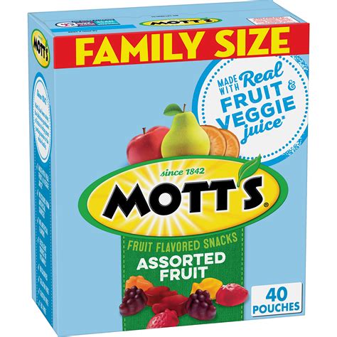 Buy Mott's Fruit Flavored Snacks, Assorted Fruit, Pouches, 0.8 oz, 40 ...