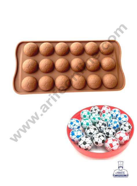 CAKE DECOR™ 18 Cavity Football/Soccer Shape 3D Silicone Chocolate Mold ...
