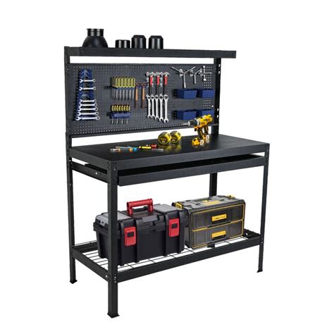 Tatayosi Steel Workbench Tool Storage 63 Inches Peg Board Drawer ...
