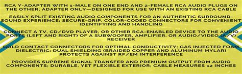 Ekaaz rca Male to Dual rca Female Y Splitter Cable, 1 (Male) Phono to 2 ...