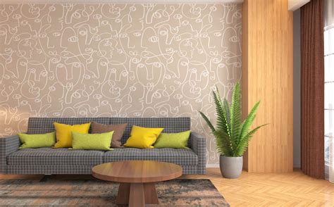 Facial Line Art Boho Wallpaper