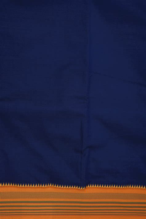 Contrast Border Plain Midnight Blue Dharwad Cotton Saree – Sundari Silks