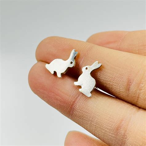 Buy Sterling Silver Rabbit Earrings, Bunny Rabbit Stud Earrings, Bunny ...
