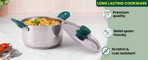 The Indus Valley Stainless Steel Sandwich Bottom Stock Pot/Handi/Cook-N ...