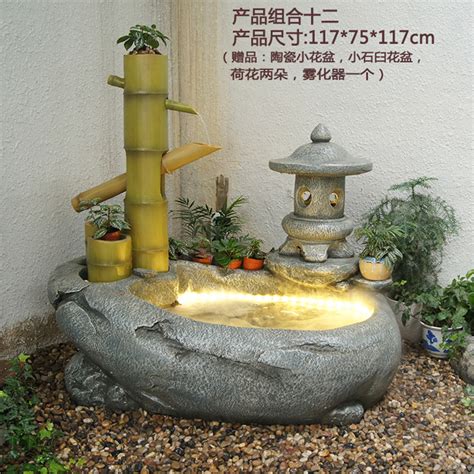 日式竹子景观流水摆件喷泉石磨鱼缸阳台办公室餐厅庭院客厅装饰品-阿里巴巴