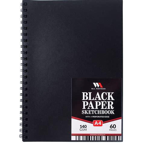 Buy WA Portman Black Paper Sketchbook - A4 Sketchbook with Black ...