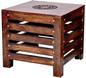 Casa Trading Wooden Stool with Carved Flower Design On Top & Ribbits ...