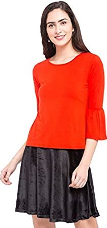 Globus Women Bell Sleeved Solid Top : Amazon.in: Clothing & Accessories
