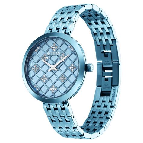 Buy Online Titan Purple Unending Beauty Blue Dial Women Watch With ...
