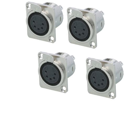 5 Pin XLR Female Socket Metal Panel Mount Chassis Microphone Audio Jack ...