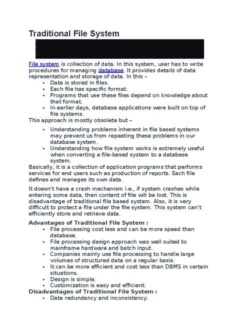 Dbms sec a - database management system notes - Traditional File System ...