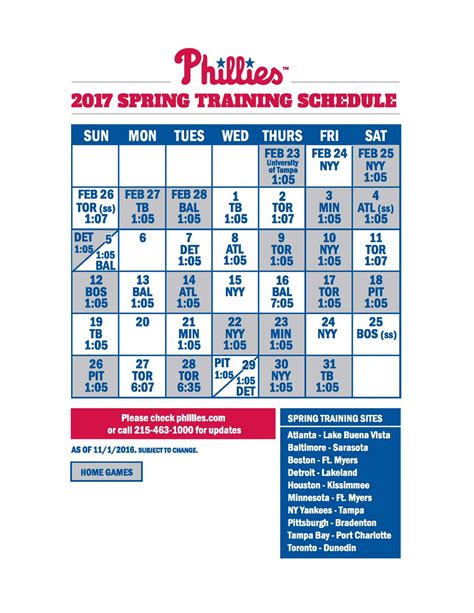 Image result for Phillies Spring Training Practice Schedule