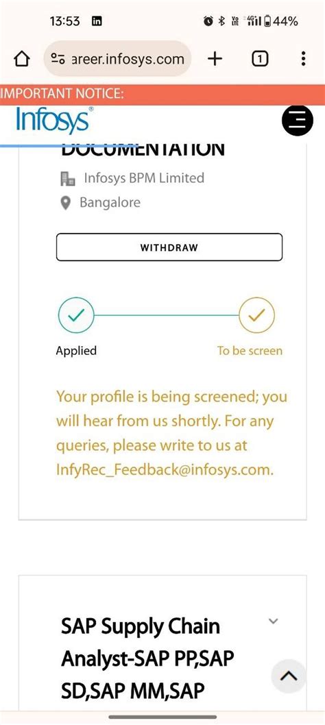 Its been 30 days in infosys portal reflecting as to be screened ? No ...