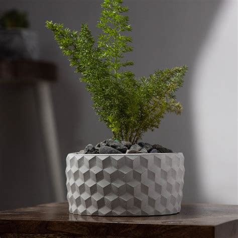 Cubetopia-Cement Finish-Patterned plant bowl – Greyt