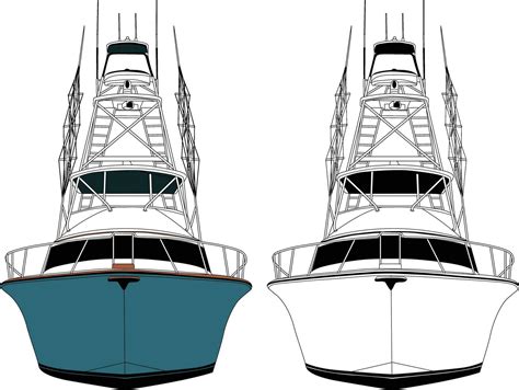 Front view fishing boat vector line art illustration. 27717115 Vector ...