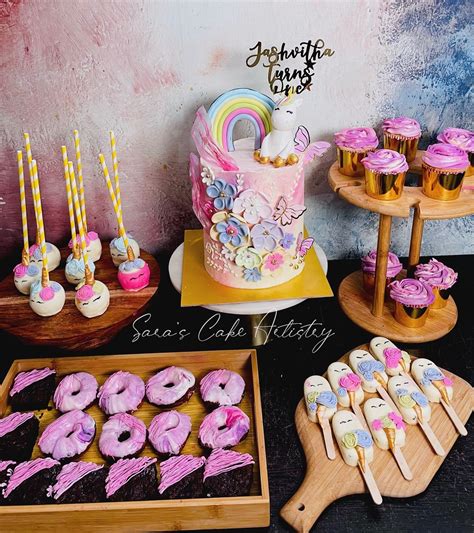 Unicorn Theme Cake with Dessert Spread – Sara's Cake Artistry