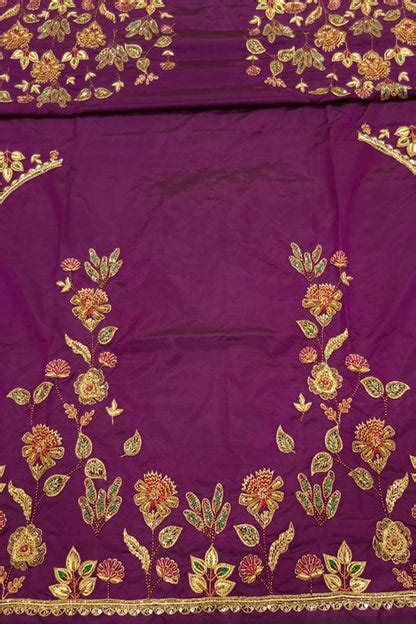 Exquisite Purple Hand Zardozi Work Pure Bangalore Silk Blouse Fabric