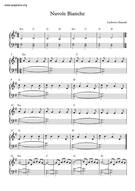 Ludovico Einaudi-Nuvole Bianche Sheet Music pdf, - Free Score Download ★