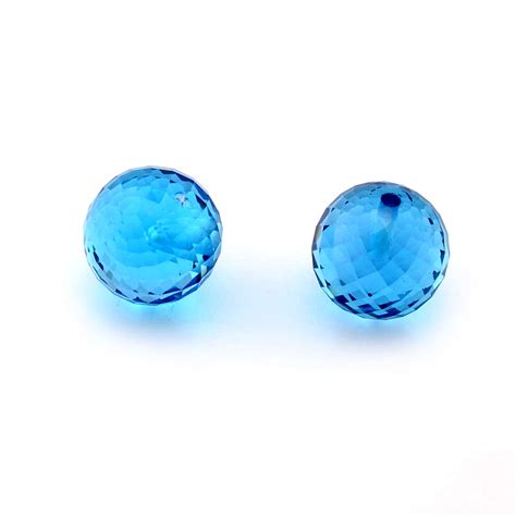 Swiss Blue Topaz Balls Faceted half drill 10x10mm
