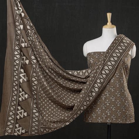 Buy Handmade Pipad Block Print Dress Materials | iTokri