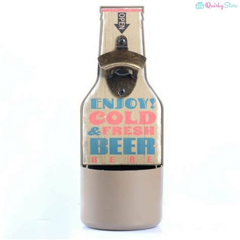 Wall Mounted Bottle Opener With Cap Catcher - Beige – QuirkyStore.in