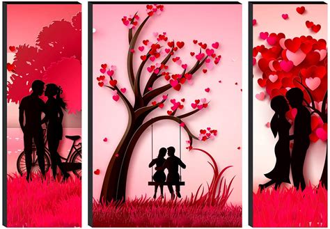 SAF paintings Couple Set of 3 6MM MDF Panel Painting Digital Reprint 24 ...