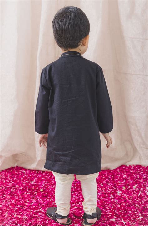 Pre-Order: Boy Royal Peacock Kurta Set - Black– Peonyy Kids