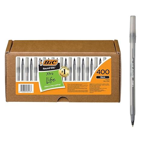 BIC Round Stic Xtra Life Ball Pen, Black, 400 count : Amazon.in: Office ...