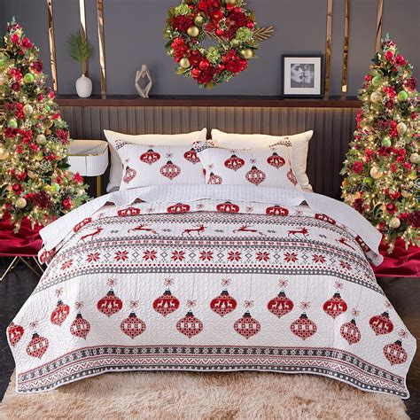 Christmas Bedspread Set for Queen Beds Holiday Decor - Includes ...