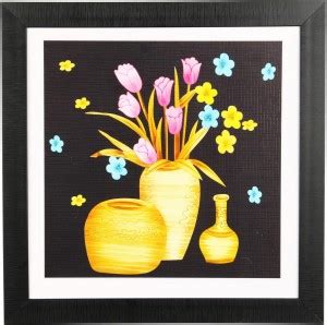 SEHAZ ARTWORKS Flower Pot 001 Digital Reprint 13 inch x 13 inch ...