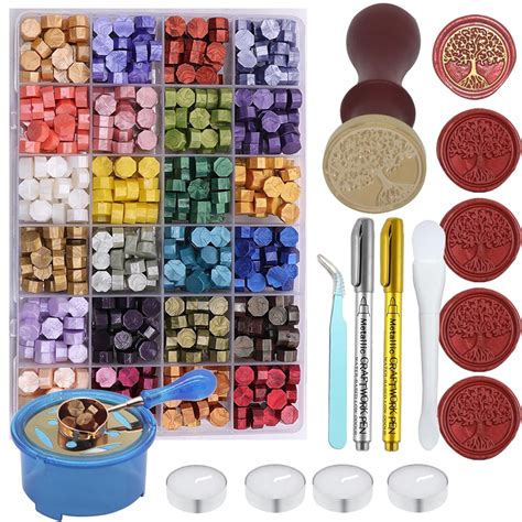 Amazon.com: Wax Seal Kit with 24 Colors Wax Seal Beads 600pcs ...