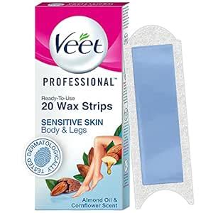 Buy Veet Professional Waxing Strips Kit For Sensitive Skin, 20 Strips ...
