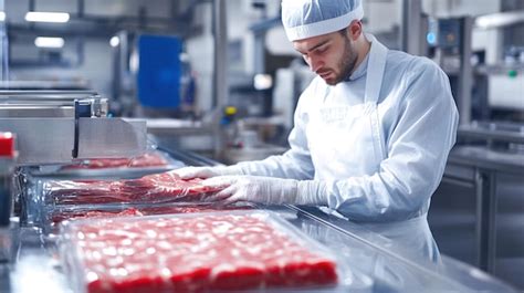 A meat factory worker packing meat | Premium AI-generated image
