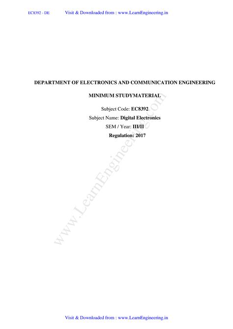 EC8392-Digital electronics - DEPARTMENT OF ELECTRONICS AND ...