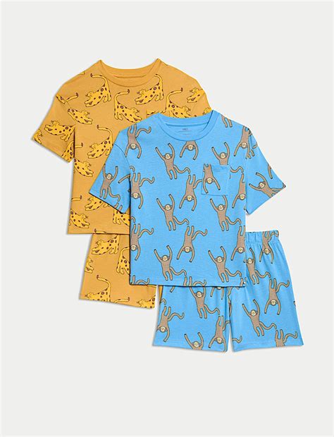 Buy 2 Pack Pure Cotton Animal Print Pyjama Sets (1-8 Yrs) at Marks ...