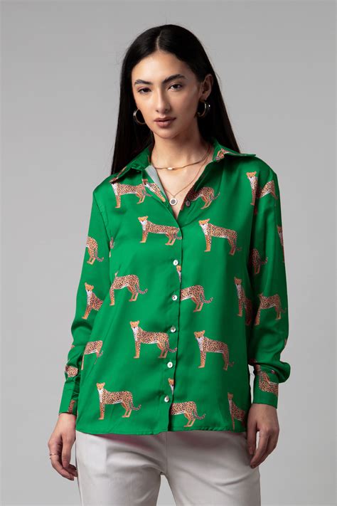 Green Leopard Printed Shirt For Women – neofaa.com