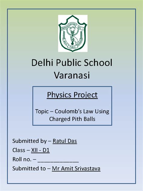 407798895 Coulomb s Law - Delhi Public School Varanasi Submitted by ...