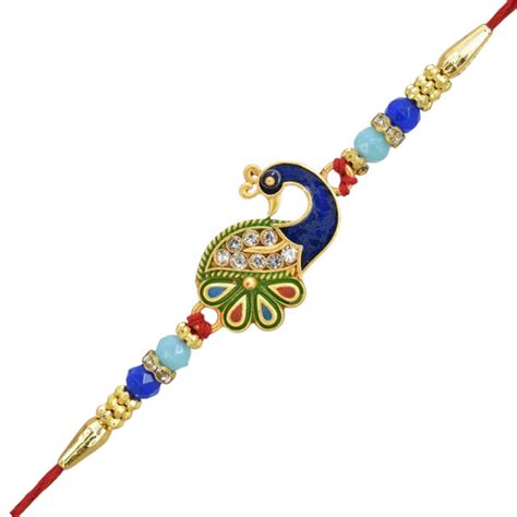 Meira jewellery Peacock Rakhi, Pack of 1 Handmade Traditional Cotton ...
