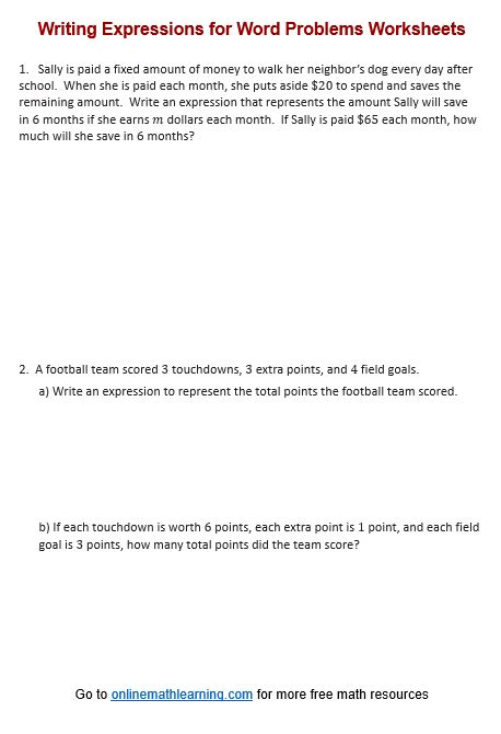 Image result for Simple Expression From Word Problem