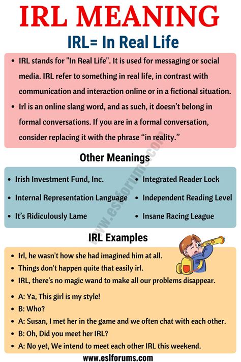 IRL Meaning: What Does IRL Stand for (with Useful Examples) - ESL Forums