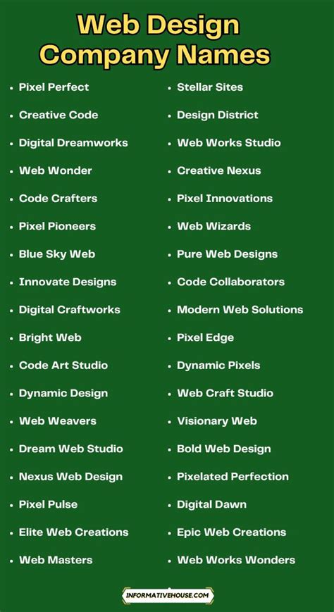 Web Design Names 的图像结果