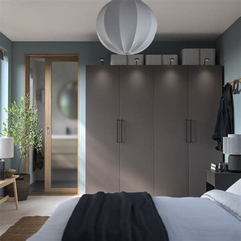 PAX / FORSAND wardrobe combination, dark grey/dark grey, 200x60x201 cm ...