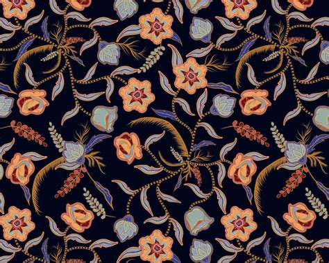 Padrão sem costura padrão de batik tradicional desenhado à mão para ...