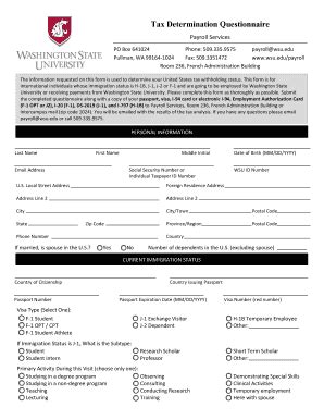 WSU Tax Determination Questionnaire 2016-2025 - Fill and Sign Printable ...